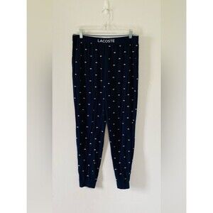 Lacoste Navy Croc Print Men’s Pajama Bottoms, Size L, Quiet Luxury Preppy EUC